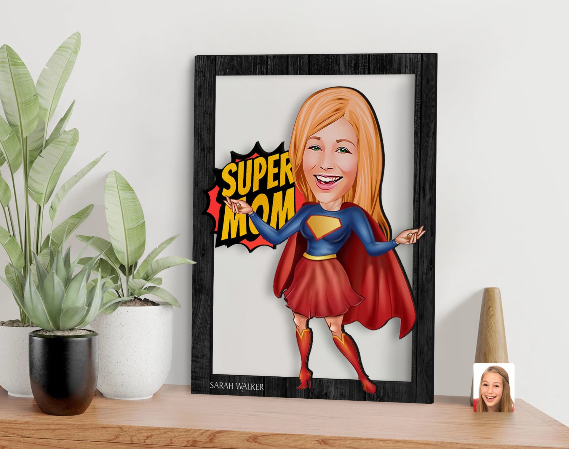 BK Gift Kişiye Özel Anneler Günü Karikatürlü 3D Ahşap Tablo, Anneye Hediye, Anneler Günü Hediyesi-11