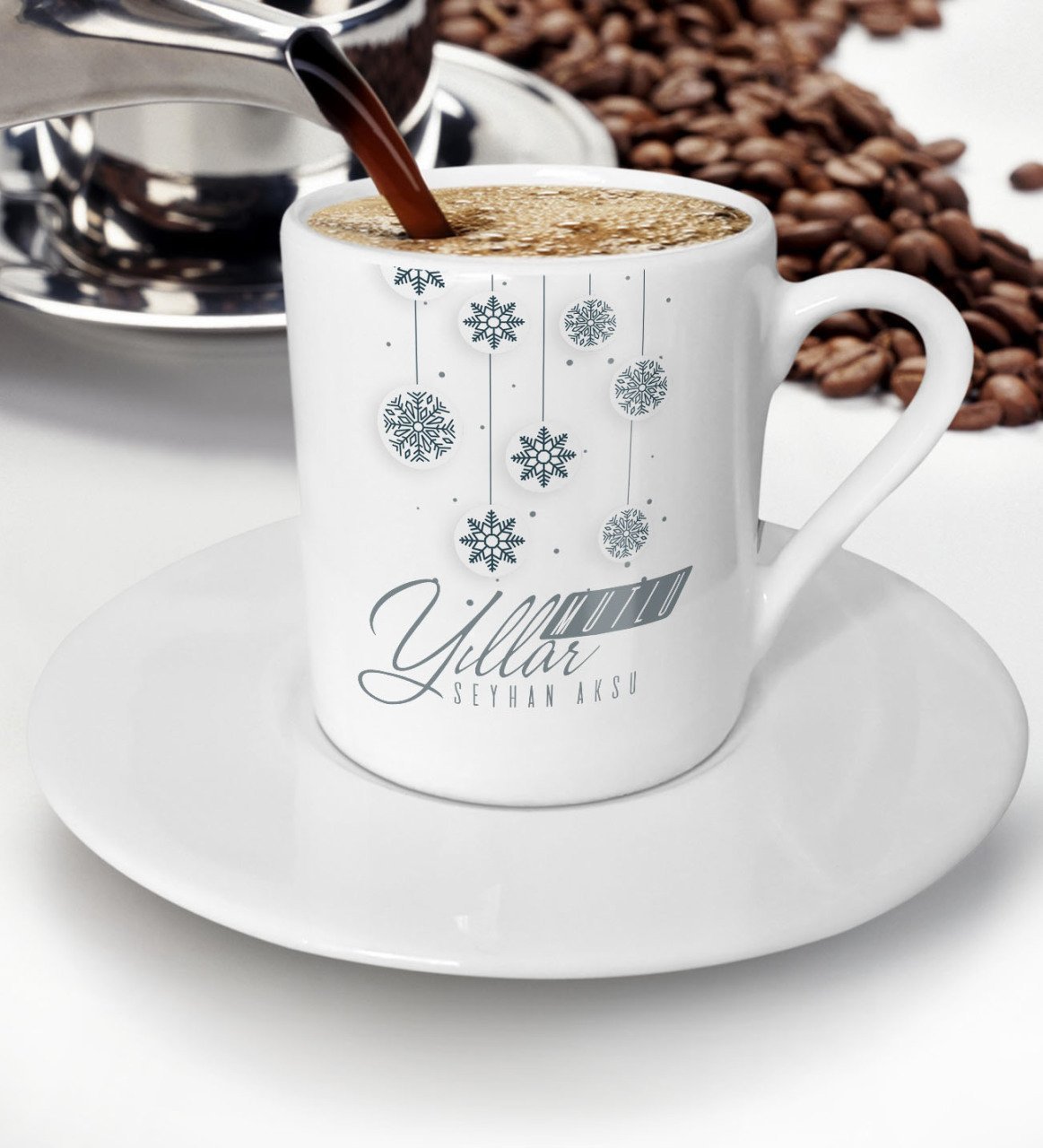 Kişiye Özel Yılbaşı Mutlu Yıllar Temalı Türk Kahvesi Fincanı - 10
