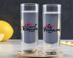 Kişiye Özel Renkli Baskılı Selvi Boylum Al Yazmalım Tasarımlı İkili Vodka Bardağı-1