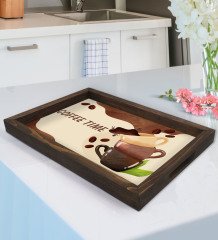BK Gift Coffee Tasarımlı Doğal Ahşap Tepsi-5