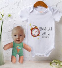 BK Kids Kişiye Özel Fotoğraflı Bebek Yastık ve Bebek Body Zıbın Hediye Seti - Model 53