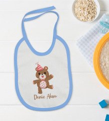 BK Kids Kişiye Özel Mavi Bebek Mama Önlüğü - Model 197