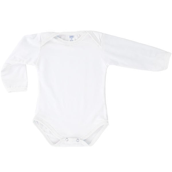 Pamuk Polyester Uzun Kollu Beyaz Bebek Zıbını (Unisex)