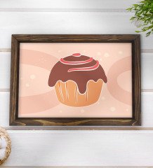 BK Gift Cupcake Tasarımlı Doğal Ahşap Tepsi-1