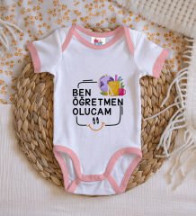 BK Kids Öğretmen Olucam Tasarımlı Pembe Bebek Body Zıbın-1