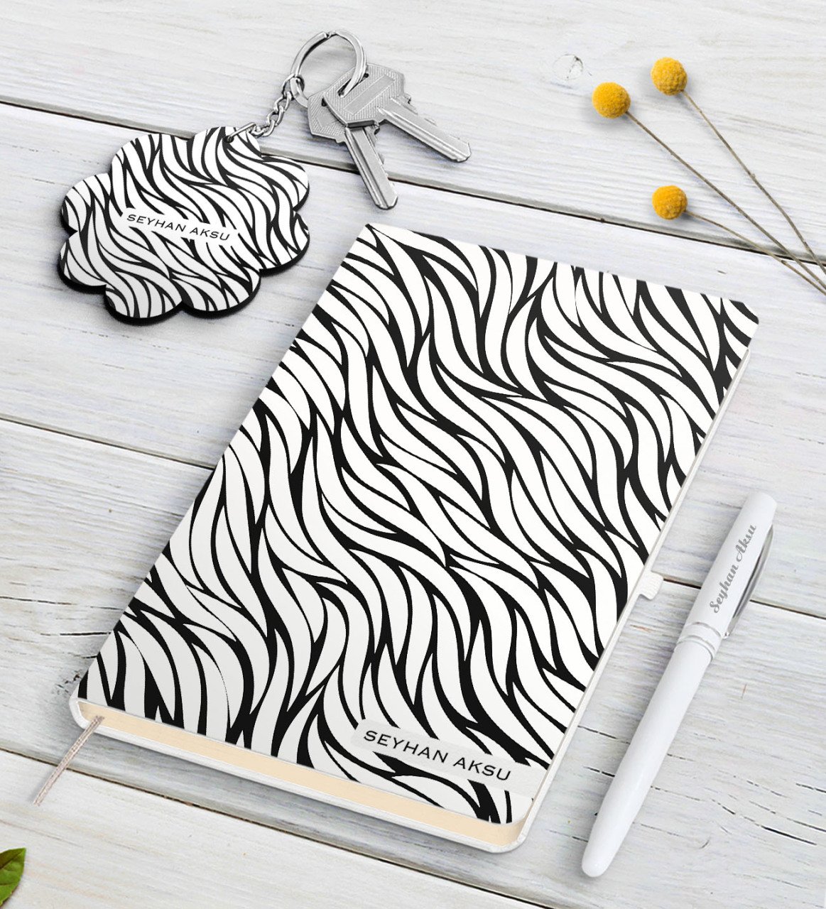 Kişiye Özel İsimli Beyaz Defter Kalem Ve Anahtarlık Hediye Seti-23