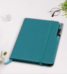 Kişiye Özel İsimli Turkuaz Termo Deri Defter Kalem Seti-8