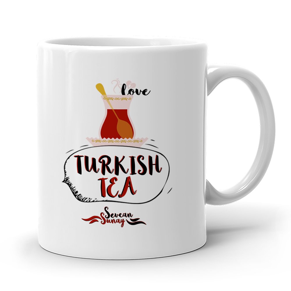 Kişiye Özel Turkish Tea Beyaz Kupa Bardak - 1
