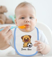 BK Kids Kişiye Özel Mavi Bebek Mama Önlüğü - Model 199