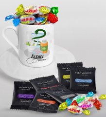 Kişiye Özel Eczacı Türk Kahvesi Fincanı Selamlique Karışık Türk Kahvesi ve Haribo Şeker Hediye Seti-6