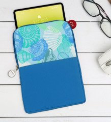 BK Gift Deniz Kabukları Tasarımlı Taşınabilir Koruyucu Tablet Kılıfı & Organizer Çanta - Mavi-1