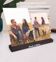 Kişiye Özel 2 Fotoğraflı Ahşap Stand