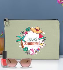 BK Gİft Yaz Temalı-4 Astarlı Mint Yeşili Portföy Çanta 30x21cm, Baskılı El Çantası, Organizer Çanta