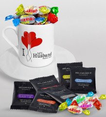 Kişiye Özel Sevgililer Günü Türk Kahvesi Fincanı Selamlique Karışık Türk Kahvesi ve Haribo Şeker Hediye Seti-90