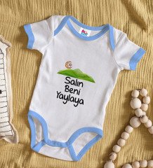 BK Kids Salın Beni Yaylaya Tasarımlı Mavi Bebek Body Zıbın-1