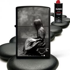 Kişiye Özel Zippo Benziniyle Çalışan Siyah Metal Çakmak (Zippo Benzin Hediyeli) 007