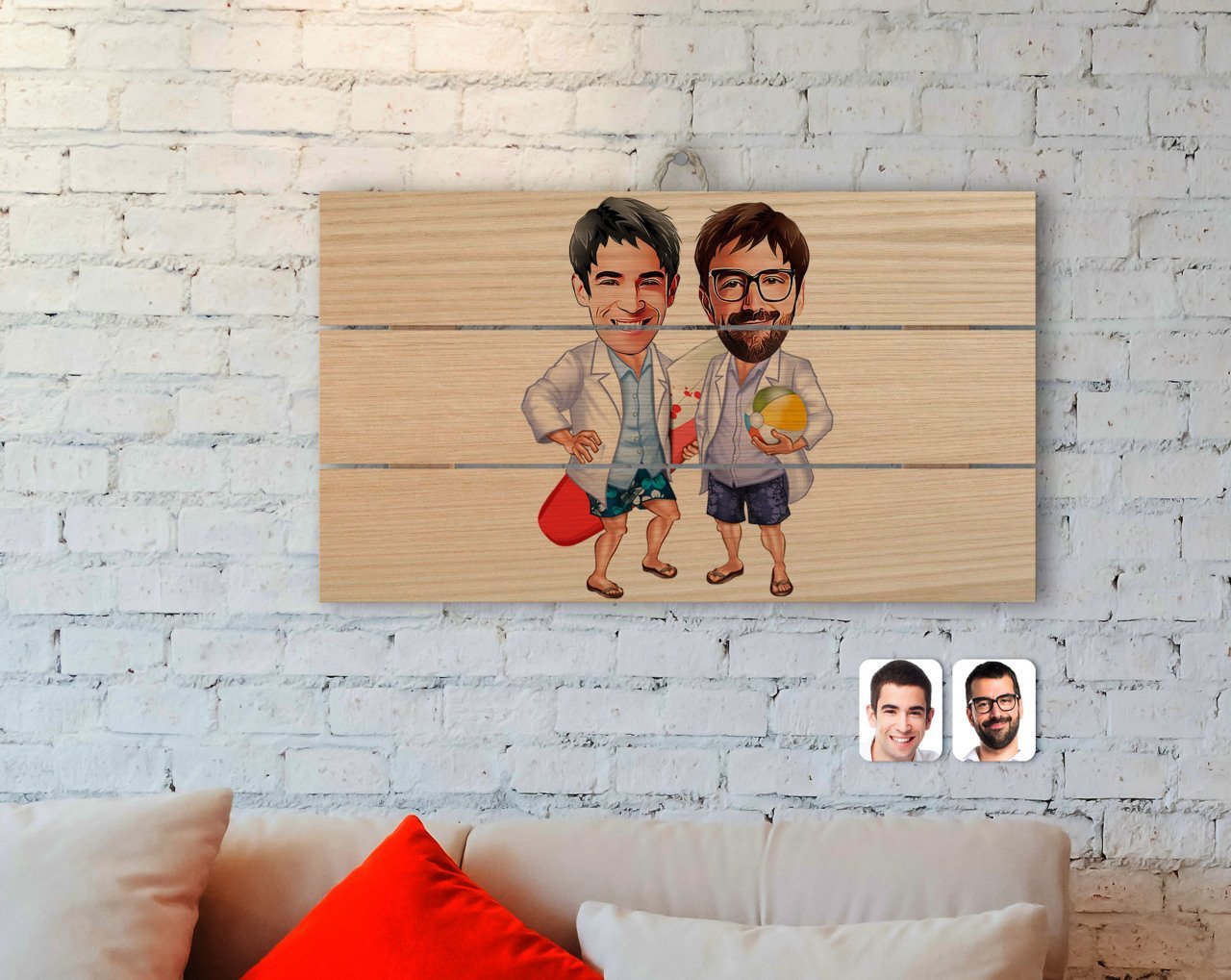 Kişiye Özel Erkek Kankalar Karikatürlü Otantik Ahşap Palet Tablo-2