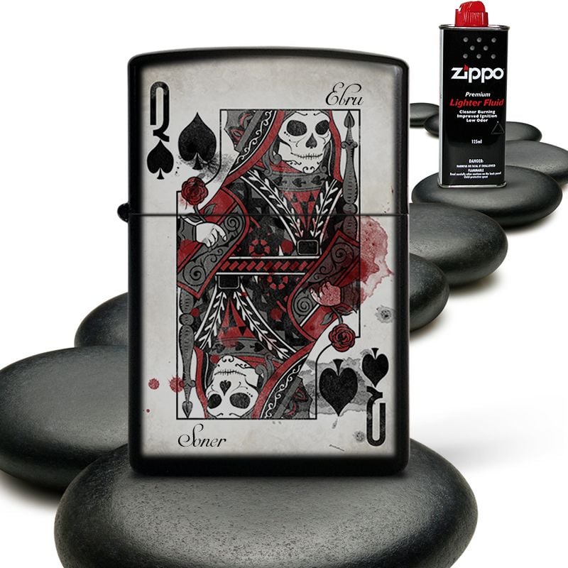 Kişiye Özel Zippo Benziniyle Çalışan Siyah Metal Çakmak (Zippo Benzin Hediyeli) 006