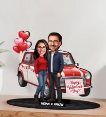 BK Gift Kişiye Özel Sevgili Karikatürlü Ahşap Biblo -30, Fotoğraftan Karikatür, Sevgililer Günü Hediyesi, Ev Hediyesi