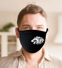 Aslan Figürlü Yıkanabilir Siyah Maske