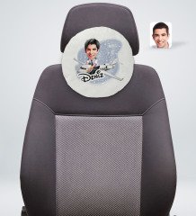 Kişiye Özel İsimli Erkek Kaptan Pilot Karikatürlü Yuvarlak Araç Koltuk Yastığı-1
