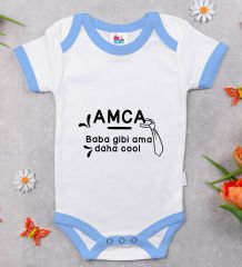 BK Kids Amca Baba Gibi Tasarımlı Mavi Bebek Body Zıbın-1