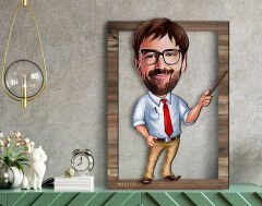 BK Gift Kişiye Özel Erkek Öğretmen Karikatürlü 3D Ahşap Tablo, Sevgiliye Hediye, Arkadaşa Hediye, Yıl Dönümü Hediyesi, Doğum Günü Hediyesi-2