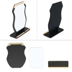 Sublimasyon Metal Baskılı Siyah Ahşap Plaket  - Beyaz Metalli