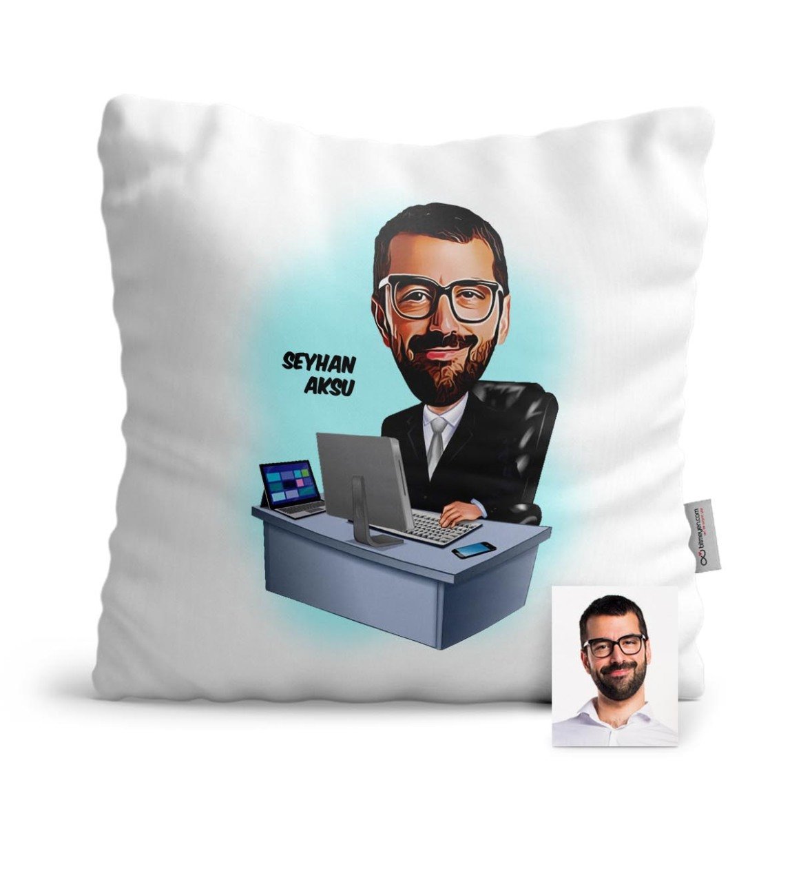 Kişiye Özel Genel Müdür Karikatür Saten Yastık - 2