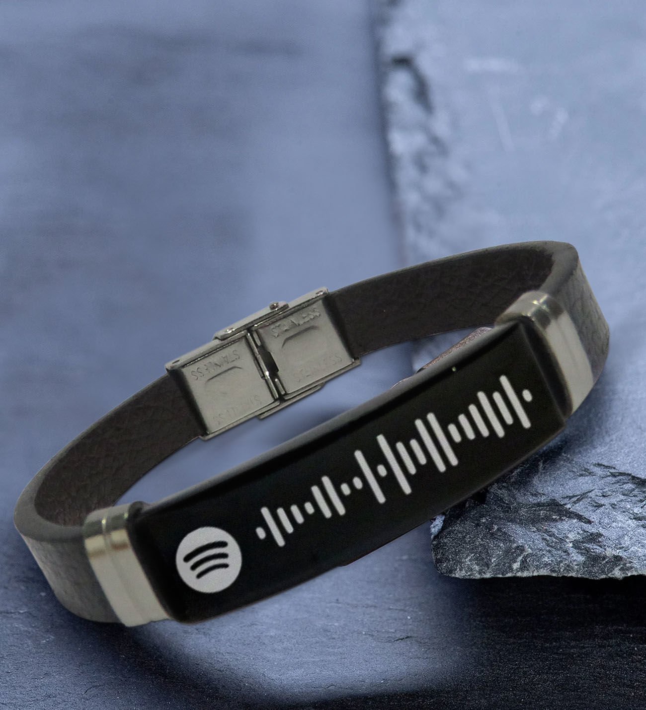BK Gift Kişiye Özel Spotify Barkodlu Deri Bileklik, Bileklik, Sevgililer Günü Hediyesi, Sevgiliye Hediye, Arkadaşa Hediye