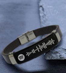 BK Gift Kişiye Özel Spotify Barkodlu Deri Bileklik, Bileklik, Sevgililer Günü Hediyesi, Sevgiliye Hediye, Arkadaşa Hediye