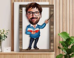 BK Gift Kişiye Özel Erkek Öğretmen Karikatürlü 3D Ahşap Tablo, Sevgiliye Hediye, Arkadaşa Hediye, Yıl Dönümü Hediyesi, Doğum Günü Hediyesi-3