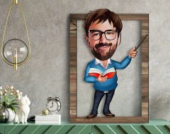 BK Gift Kişiye Özel Erkek Öğretmen Karikatürlü 3D Ahşap Tablo, Sevgiliye Hediye, Arkadaşa Hediye, Yıl Dönümü Hediyesi, Doğum Günü Hediyesi-3