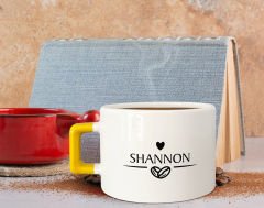 BK Gift Kişiye Özel İsimli Sarı Kulplu Çay & Kahve Fincanı-18, Arkadaşa Hediye, Sevgiliye Hediye