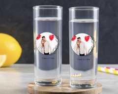 Kişiye Özel Renkli Baskılı İsimli Fotoğraflı İkili Vodka Bardağı-25