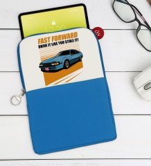 BK Gift Fast Forward Tasarımlı Taşınabilir Koruyucu Tablet Kılıfı & Organizer Çanta - Mavi-1