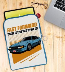 BK Gift Fast Forward Tasarımlı Taşınabilir Koruyucu Tablet Kılıfı & Organizer Çanta - Mavi-1