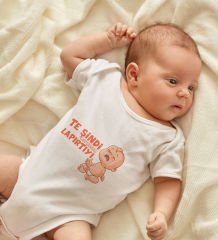 BK Kids Te Şindi Koparacam Tasarımlı Beyaz Bebek Body Zıbın-1