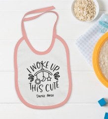 BK Kids Kişiye Özel Pembe Bebek Mama Önlüğü - Model 5
