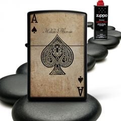 Kişiye Özel Zippo Benziniyle Çalışan Siyah Metal Çakmak (Zippo Benzin Hediyeli) 003