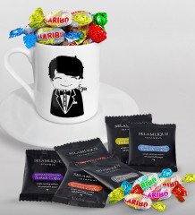 Kişiye Özel Sevgililer Günü Türk Kahvesi Fincanı Selamlique Karışık Türk Kahvesi ve Haribo Şeker Hediye Seti-96