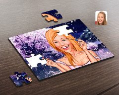 Kişiye Özel Kadın Karikatürlü Ahşap Puzzle-21