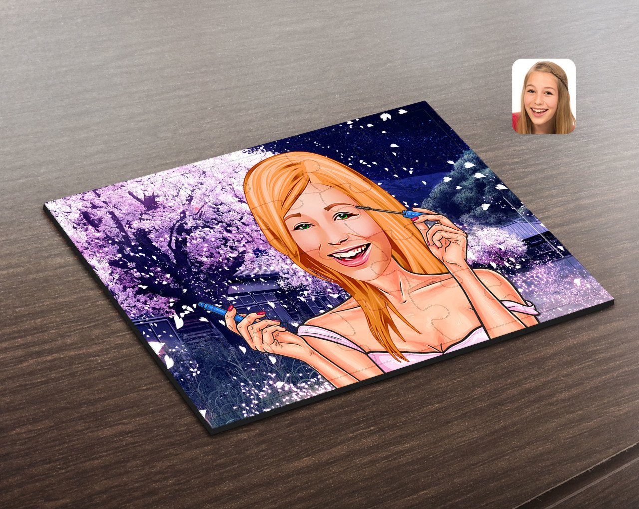 Kişiye Özel Kadın Karikatürlü Ahşap Puzzle-21