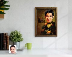 Kişiye Özel Godfather Baba Karikatürlü Doğal Masif Ahşap Çerçeveli Tablo 45x65cm-4