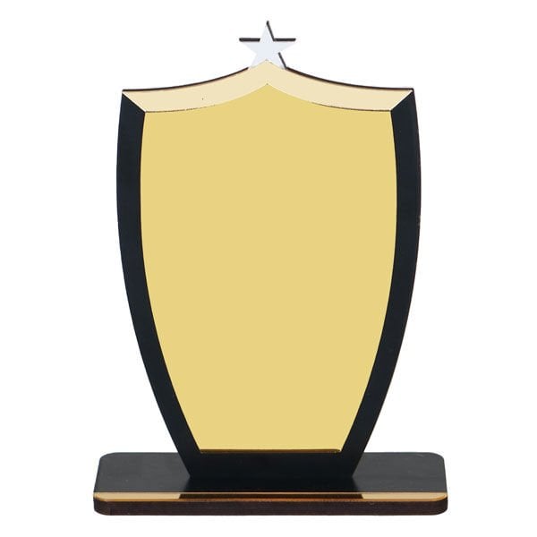 Sublimasyon Metal Baskılı Siyah Ahşap Plaket  - Altın Metalli