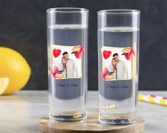 Kişiye Özel Renkli Baskılı İsimli Fotoğraflı İkili Vodka Bardağı-28