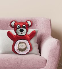 BK Gift Sevimli Kirpi Tasarımlı Kırmızı Ayıcık Yastık-2