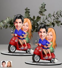 BK Gift Kişiye Özel Sevgililer Karikatürlü 2’li Ahşap Biblo Seti-10