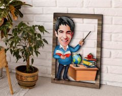 BK Gift Kişiye Özel Erkek Öğretmen Karikatürlü 3D Ahşap Tablo, Sevgiliye Hediye, Arkadaşa Hediye, Yıl Dönümü Hediyesi, Doğum Günü Hediyesi-4