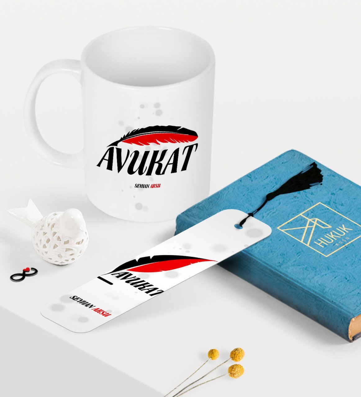 Kişiye Özel Avukat Temalı Kupa ve Kitap Ayracı Seti - 8